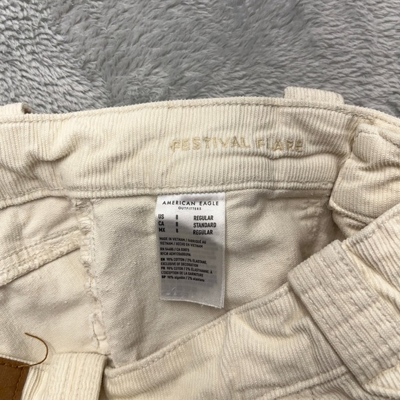 American Eagle Outfitters Festival Flare Corduroy Pants 8 Beige Cotton Stretch - Picture 6 of 9